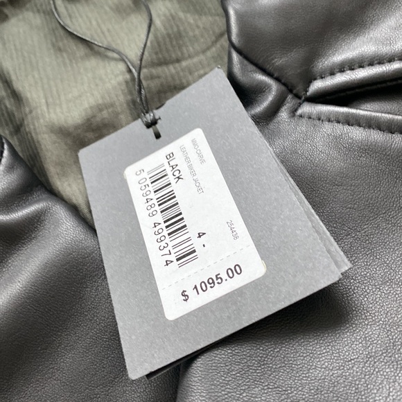 Brand NWT - Ted Baker Carve - Black Leather Biker Jacket - Size 4 (USA size L) - Picture 7 of 15